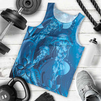 Blue Gradient Polynesia Jellyfish Men Tank Top Plumeria Polynesian Tattoo Glowing Vibes LT14 - Polynesian Pride