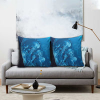 Blue Gradient Polynesia Jellyfish Pillow Cover Plumeria Polynesian Tattoo Glowing Vibes LT14 - Polynesian Pride