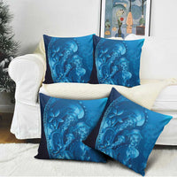 Blue Gradient Polynesia Jellyfish Pillow Cover Plumeria Polynesian Tattoo Glowing Vibes LT14 - Polynesian Pride