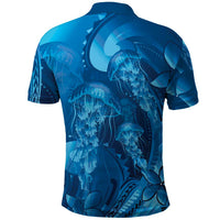 Blue Gradient Polynesia Jellyfish Polo Shirt Plumeria Polynesian Tattoo Glowing Vibes LT14 - Polynesian Pride