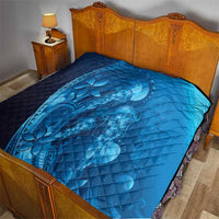 Blue Gradient Polynesia Jellyfish Quilt Plumeria Polynesian Tattoo Glowing Vibes LT14 - Polynesian Pride