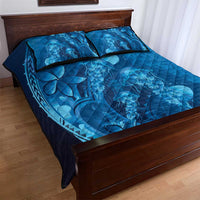 Blue Gradient Polynesia Jellyfish Quilt Bed Set Plumeria Polynesian Tattoo Glowing Vibes LT14 - Polynesian Pride