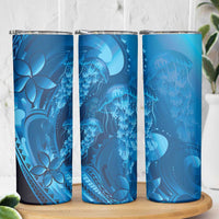 Blue Gradient Polynesia Jellyfish Skinny Tumbler Plumeria Polynesian Tattoo Glowing Vibes LT14 - Polynesian Pride