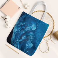 Blue Gradient Polynesia Jellyfish Tote Bag Plumeria Polynesian Tattoo Glowing Vibes LT14 White Strap One Size Blue - Polynesian Pride