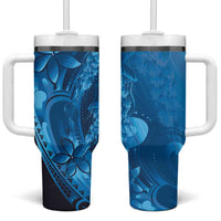 Blue Gradient Polynesia Jellyfish Tumbler With Handle Plumeria Polynesian Tattoo Glowing Vibes LT14 One Size: 40 oz Blue - Polynesian Pride