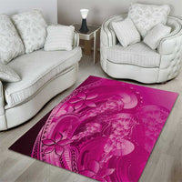 Pink Gradient Polynesia Jellyfish Area Rug Plumeria Polynesian Tattoo Glowing Vibes