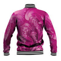 Pink Gradient Polynesia Jellyfish Baseball Jacket Plumeria Polynesian Tattoo Glowing Vibes LT14 - Polynesian Pride