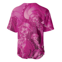 Pink Gradient Polynesia Jellyfish Baseball Jersey Plumeria Polynesian Tattoo Glowing Vibes LT14 - Polynesian Pride
