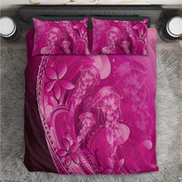 Pink Gradient Polynesia Jellyfish Bedding Set Plumeria Polynesian Tattoo Glowing Vibes LT14 Pink - Polynesian Pride