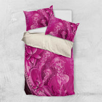 Pink Gradient Polynesia Jellyfish Bedding Set Plumeria Polynesian Tattoo Glowing Vibes LT14 US Twin 172cm x 218cm Pink - Polynesian Pride