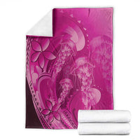 Pink Gradient Polynesia Jellyfish Blanket Plumeria Polynesian Tattoo Glowing Vibes LT14 - Polynesian Pride