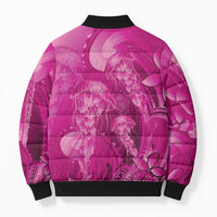 Pink Gradient Polynesia Jellyfish Bomber Puffer Jacket Plumeria Polynesian Tattoo Glowing Vibes LT14 - Polynesian Pride