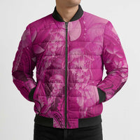 Pink Gradient Polynesia Jellyfish Bomber Puffer Jacket Plumeria Polynesian Tattoo Glowing Vibes LT14 - Polynesian Pride