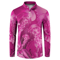 Pink Gradient Polynesia Jellyfish Button Sweatshirt Plumeria Polynesian Tattoo Glowing Vibes LT14 Pink - Polynesian Pride