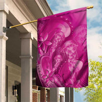Pink Gradient Polynesia Jellyfish Garden Flag Plumeria Polynesian Tattoo Glowing Vibes LT14 House Flag Pink - Polynesian Pride