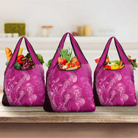 Pink Gradient Polynesia Jellyfish Grocery Bag Plumeria Polynesian Tattoo Glowing Vibes LT14 3-pack One Size Pink - Polynesian Pride