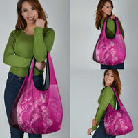 Pink Gradient Polynesia Jellyfish Grocery Bag Plumeria Polynesian Tattoo Glowing Vibes LT14 - Polynesian Pride
