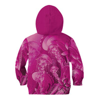 Pink Gradient Polynesia Jellyfish Kid Hoodie Plumeria Polynesian Tattoo Glowing Vibes LT14 - Polynesian Pride