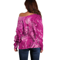 Pink Gradient Polynesia Jellyfish Off Shoulder Sweater Plumeria Polynesian Tattoo Glowing Vibes LT14 - Polynesian Pride