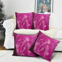 Pink Gradient Polynesia Jellyfish Pillow Cover Plumeria Polynesian Tattoo Glowing Vibes LT14 - Polynesian Pride