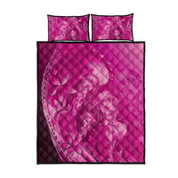 Pink Gradient Polynesia Jellyfish Quilt Bed Set Plumeria Polynesian Tattoo Glowing Vibes LT14 - Polynesian Pride