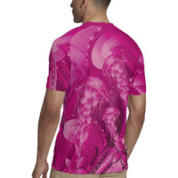 Pink Gradient Polynesia Jellyfish Rugby Jersey Plumeria Polynesian Tattoo Glowing Vibes LT14 - Polynesian Pride