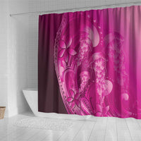 Pink Gradient Polynesia Jellyfish Shower Curtain Plumeria Polynesian Tattoo Glowing Vibes LT14 - Polynesian Pride