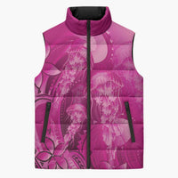 Pink Gradient Polynesia Jellyfish Sleeveless Puffer Jacket Plumeria Polynesian Tattoo Glowing Vibes LT14 Unisex Pink - Polynesian Pride