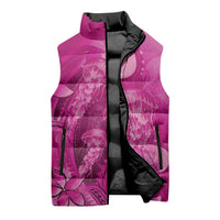 Pink Gradient Polynesia Jellyfish Sleeveless Puffer Jacket Plumeria Polynesian Tattoo Glowing Vibes LT14 - Polynesian Pride