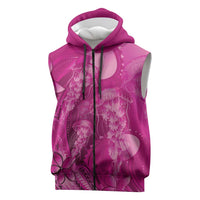 Pink Gradient Polynesia Jellyfish Sleeveless Zip Hoodie Plumeria Polynesian Tattoo Glowing Vibes LT14 Pink - Polynesian Pride
