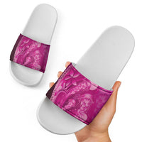Pink Gradient Polynesia Jellyfish Slide Sandals Plumeria Polynesian Tattoo Glowing Vibes LT14 - Polynesian Pride
