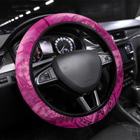 Pink Gradient Polynesia Jellyfish Steering Wheel Cover Plumeria Polynesian Tattoo Glowing Vibes LT14 Universal Fit Pink - Polynesian Pride