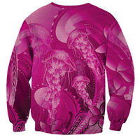 Pink Gradient Polynesia Jellyfish Sweatshirt Plumeria Polynesian Tattoo Glowing Vibes LT14 - Polynesian Pride