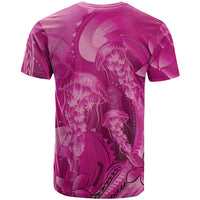 Pink Gradient Polynesia Jellyfish T Shirt Plumeria Polynesian Tattoo Glowing Vibes LT14 - Polynesian Pride