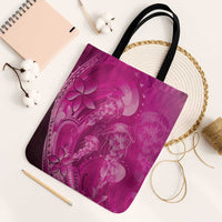 Pink Gradient Polynesia Jellyfish Tote Bag Plumeria Polynesian Tattoo Glowing Vibes LT14 Black Strap One Size Pink - Polynesian Pride