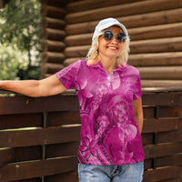 Pink Gradient Polynesia Jellyfish Women Polo Shirt Plumeria Polynesian Tattoo Glowing Vibes LT14 - Polynesian Pride