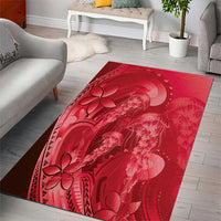 Red Gradient Polynesia Jellyfish Area Rug Plumeria Polynesian Tattoo Glowing Vibes