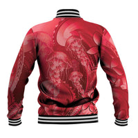 Red Gradient Polynesia Jellyfish Baseball Jacket Plumeria Polynesian Tattoo Glowing Vibes LT14 - Polynesian Pride