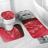 Red Gradient Polynesia Jellyfish Bathroom Set Plumeria Polynesian Tattoo Glowing Vibes LT14 Mat Set Only (3 pcs) One Size Red - Polynesian Pride