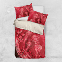 Red Gradient Polynesia Jellyfish Bedding Set Plumeria Polynesian Tattoo Glowing Vibes LT14 US Twin 172cm x 218cm Red - Polynesian Pride