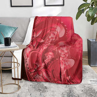 Red Gradient Polynesia Jellyfish Blanket Plumeria Polynesian Tattoo Glowing Vibes LT14 - Polynesian Pride