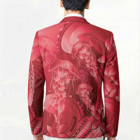 Red Gradient Polynesia Jellyfish Blazer Plumeria Polynesian Tattoo Glowing Vibes LT14 - Polynesian Pride