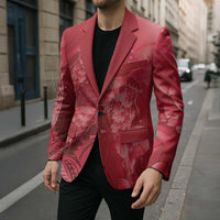 Red Gradient Polynesia Jellyfish Blazer Plumeria Polynesian Tattoo Glowing Vibes LT14 - Polynesian Pride