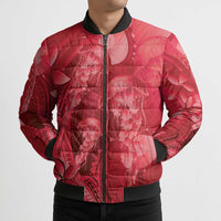 Red Gradient Polynesia Jellyfish Bomber Puffer Jacket Plumeria Polynesian Tattoo Glowing Vibes LT14 - Polynesian Pride