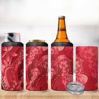 Red Gradient Polynesia Jellyfish 4 in 1 Can Cooler Tumbler Plumeria Polynesian Tattoo Glowing Vibes LT14 - Polynesian Pride