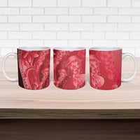 Red Gradient Polynesia Jellyfish Ceramic Mug Plumeria Polynesian Tattoo Glowing Vibes LT14 - Polynesian Pride