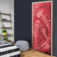 Red Gradient Polynesia Jellyfish Door Cover Plumeria Polynesian Tattoo Glowing Vibes LT14 - Polynesian Pride