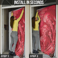 Red Gradient Polynesia Jellyfish Door Cover Plumeria Polynesian Tattoo Glowing Vibes LT14 - Polynesian Pride