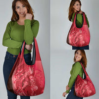 Red Gradient Polynesia Jellyfish Grocery Bag Plumeria Polynesian Tattoo Glowing Vibes LT14 - Polynesian Pride