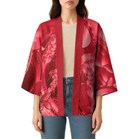 Red Gradient Polynesia Jellyfish Kimono Plumeria Polynesian Tattoo Glowing Vibes LT14 - Polynesian Pride